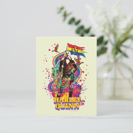 Het Zelfmoordplein | Harley Quinn Flowers & Rainbo Briefkaart (Staand voorkant)