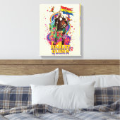 Het Zelfmoordplein | Harley Quinn Flowers & Rainbo Canvas Afdruk (Insitu (Slaapkamer))