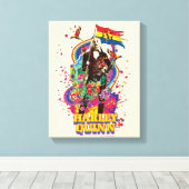 Het Zelfmoordplein | Harley Quinn Flowers & Rainbo Canvas Afdruk (Insitu (Houten vloer))