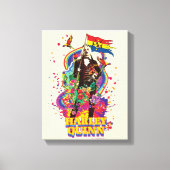 Het Zelfmoordplein | Harley Quinn Flowers & Rainbo Canvas Afdruk (Voorkant)