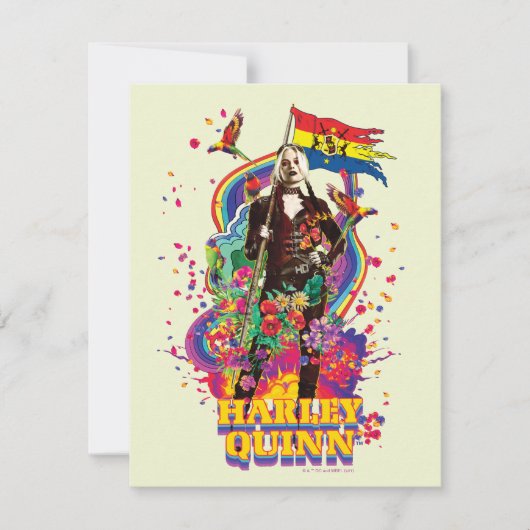 Het Zelfmoordplein | Harley Quinn Flowers & Rainbo Notitiekaartje (Voorkant)