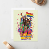 Het Zelfmoordplein | Harley Quinn Flowers & Rainbo Notitiekaartje (Voorkant / Achterkant in situ)