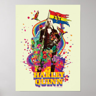 Het Zelfmoordplein | Harley Quinn Flowers & Rainbo Poster