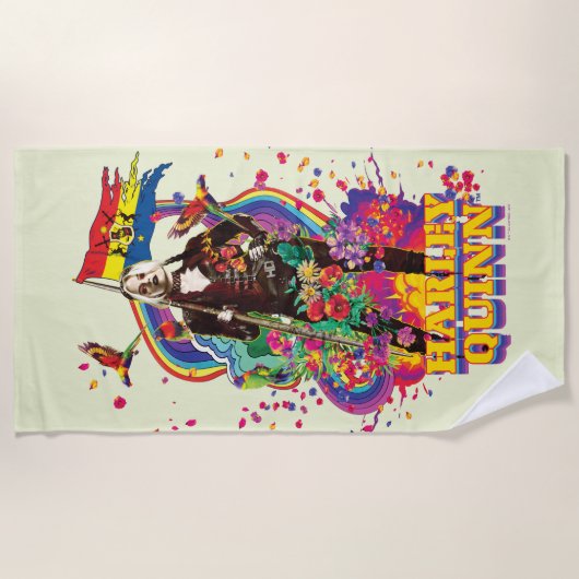 Het Zelfmoordplein | Harley Quinn Flowers & Rainbo Strandlaken (Voorkant)