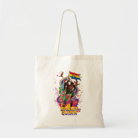 Het Zelfmoordplein | Harley Quinn Flowers & Rainbo Tote Bag (Voorkant)