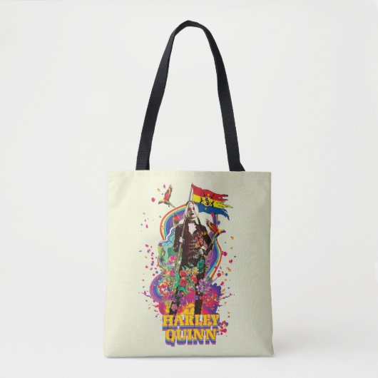 Het Zelfmoordplein | Harley Quinn Flowers & Rainbo Tote Bag (Voorkant)