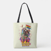 Het Zelfmoordplein | Harley Quinn Flowers & Rainbo Tote Bag (Achterkant)