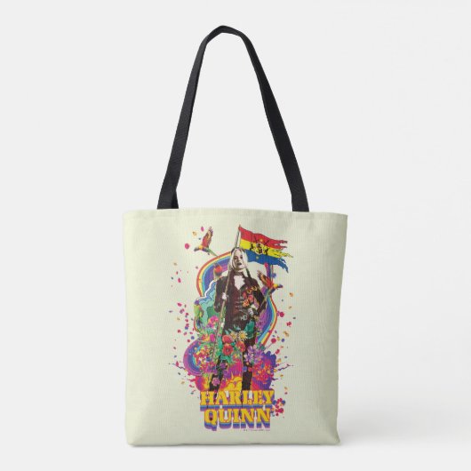 Het Zelfmoordplein | Harley Quinn Flowers & Rainbo Tote Bag (Achterkant)