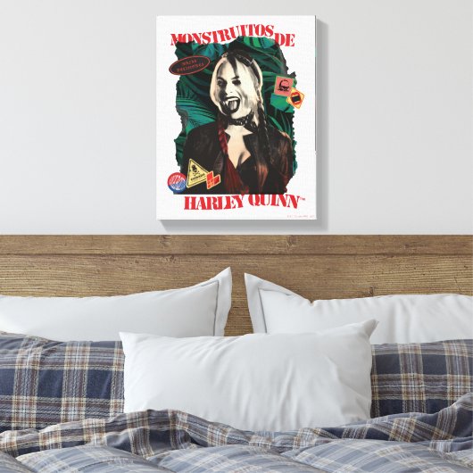 Het Zelfmoordplein | Harley Quinn Winking Canvas Afdruk (Insitu (Slaapkamer))