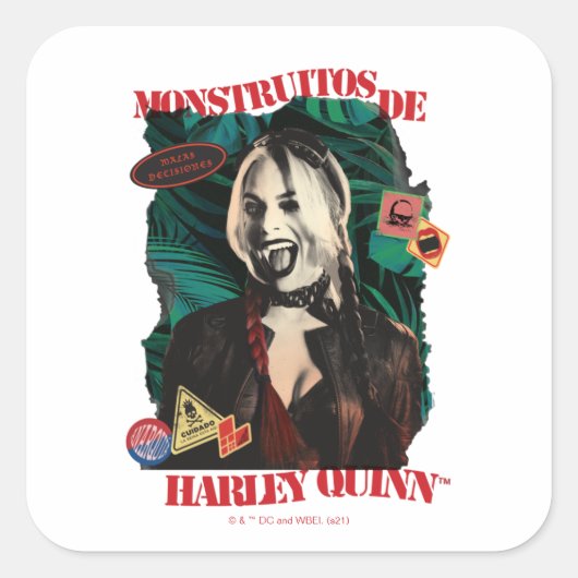 Het Zelfmoordplein | Harley Quinn Winking Vierkante Sticker (Voorkant)