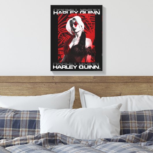 Het Zelfmoordplein | Portret Harley Quinn Red Fern Canvas Afdruk (Insitu (Slaapkamer))