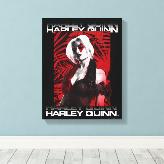 Het Zelfmoordplein | Portret Harley Quinn Red Fern Canvas Afdruk (Insitu (Houten vloer))