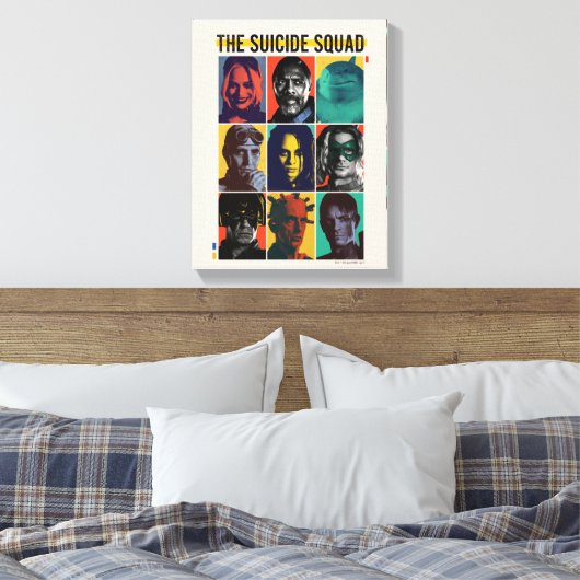 Het Zelfmoordplein | Retronet met Harley Quinn Canvas Afdruk (Insitu (Slaapkamer))
