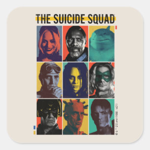 Het Zelfmoordplein   Retronet met Harley Quinn Vierkante Sticker