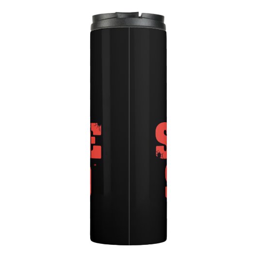 Het Zelfmoordplein | Rode en zwarte Logo Thermosbeker (Achterkant)