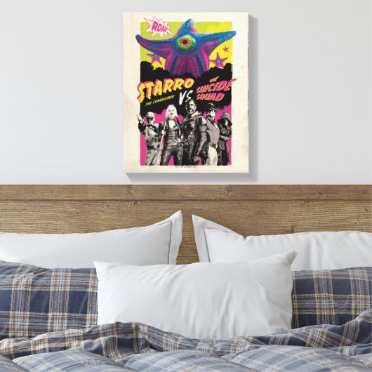 Het Zelfmoordplein | Starro Vs Suicide Squad Canvas Afdruk (Insitu (Slaapkamer))