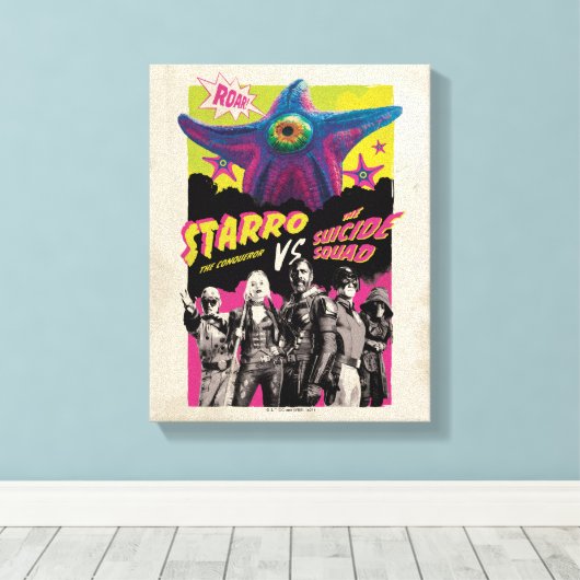 Het Zelfmoordplein | Starro Vs Suicide Squad Canvas Afdruk (Insitu (Houten vloer))