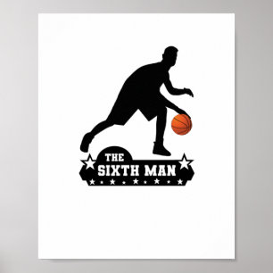 Het zesde Man basketbal silhouet Poster