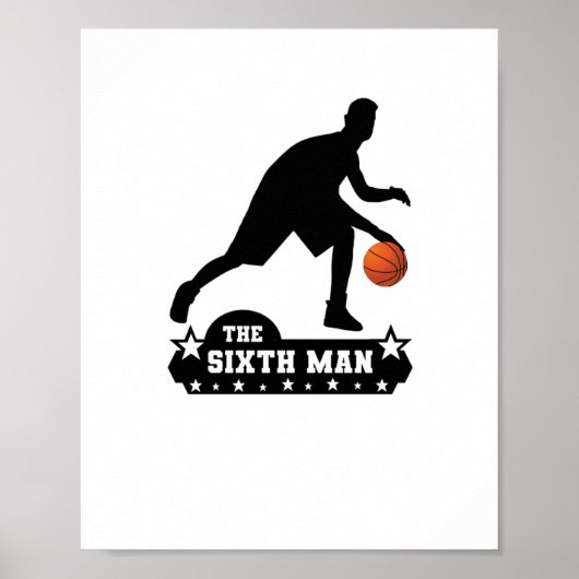 Het zesde Man basketbal silhouet Poster (Voorkant)