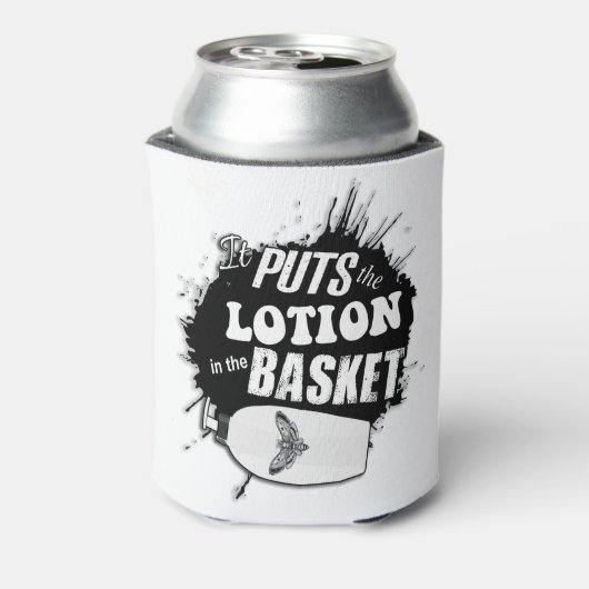 Het zet de lotion in de krommel blikjeskoeler (Blikje Achterkant)