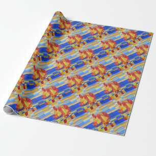 Het zeuren op de zeven Zeeen zo blauwe Abstracte C Cadeaupapier