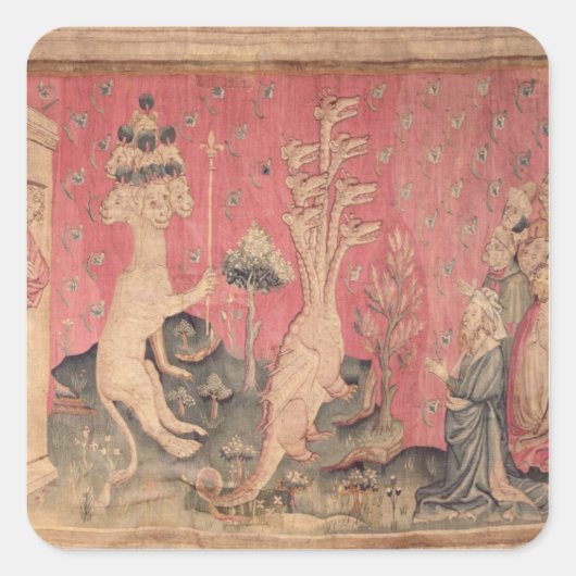 Het zevenkopige beest van het zee vierkante sticker (Voorkant)