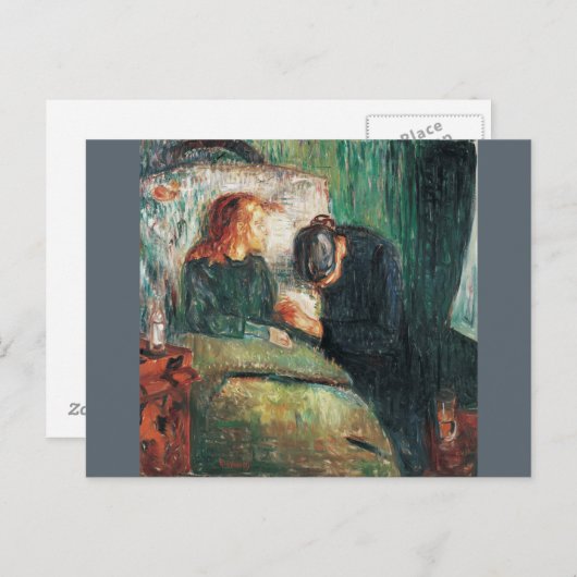 Het zieke kind van Edvard Munch, shows Sofie bij h Briefkaart (Voorkant / Achterkant)