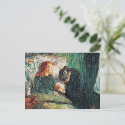 Het zieke kind van Edvard Munch, shows Sofie bij h Briefkaart (Staand voorkant)