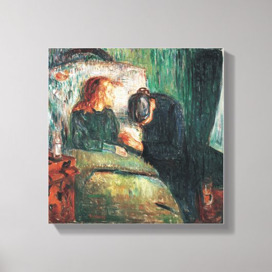 Het zieke kind van Edvard Munch, shows Sofie bij h Canvas Afdruk (Voorkant)