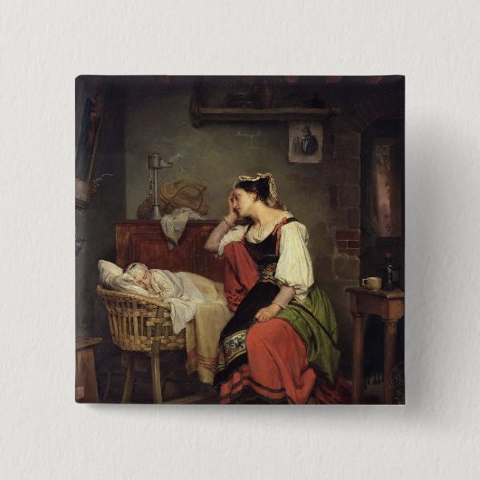 Het zieke kind vierkante button 5,1 cm (Voorkant)