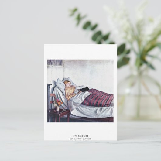 Het zieke meisje (Den Syge Pige) van Michael Anche Briefkaart (Staand voorkant)