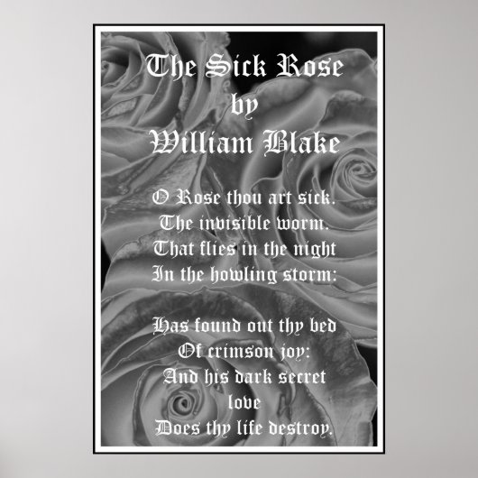 Het zieke Roos, William Blake, Gothische Rozen Poster (Voorkant)