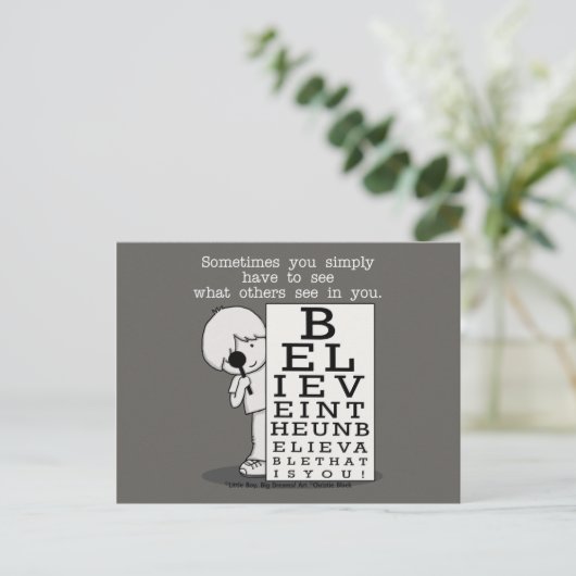 Het zien is het Believing-Ooggrafiek Briefkaart (Staand voorkant)