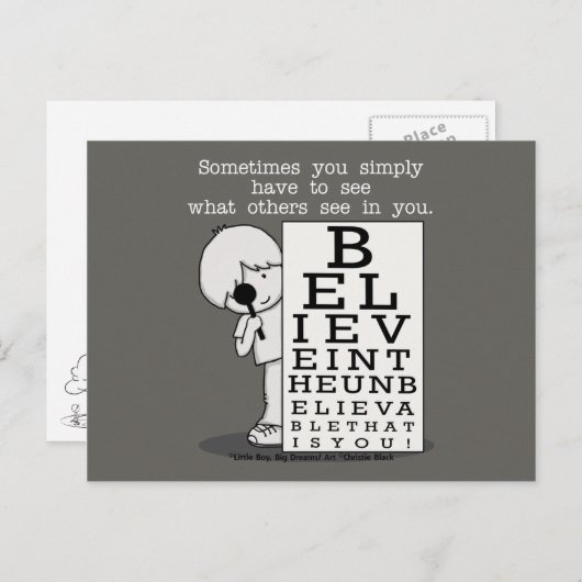 Het zien is het Believing-Ooggrafiek Briefkaart (Voorkant / Achterkant)