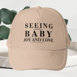 Het zien van je nieuwe baby vreugde en liefde trucker pet<br><div class="desc">Vier de geneugten van het ouderschap met deze leuke en unieke "Seeing Your New Baby" Trucker Hat. Dit pet is ideaal voor pasgeboren ouders of vrienden en combineert een modern design met een speelse, grappige boodschap van jaloezie. Met de tekst "Seeing Your New Baby Joy and Love" met een geestige...</div>
