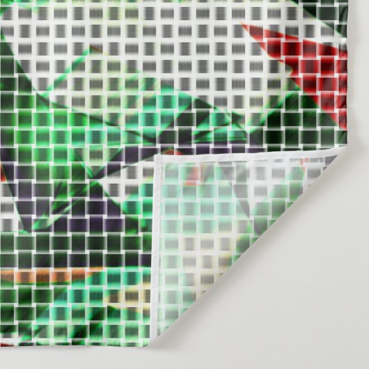 Het ziet eruit als een geweven mandje boven een fo wandkleed (Detail)