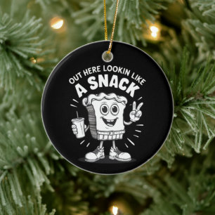 Het ziet eruit als een snack kerstboom taart keramisch ornament