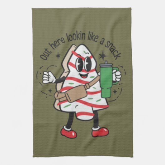 Het ziet eruit als een snack kerstboom taart theedoek (Verticaal)