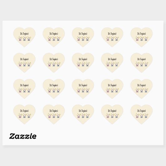 Het zijn drieling!, aangepaste drieling baby's hart sticker (Vel)
