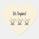 Het zijn drieling!, aangepaste drieling baby's hart sticker (Voorkant)