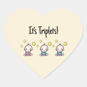 Het zijn drieling!, aangepaste drieling baby's hart sticker
