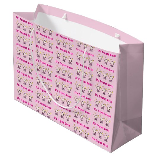 Het zijn drieling meisjes!, Cadeaupapier voor drie Groot Cadeauzakje (Achterkant Gekanteld)