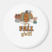 Het zijn Herfst Y'all, luipaardpompoenen en uilen Magneet (Voorkant)