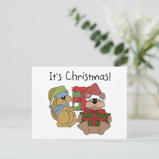 Het zijn kerstshirts en cadeautjes feestdagenkaart (Staand voorkant)