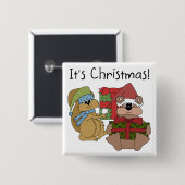 Het zijn kerstshirts en cadeautjes vierkante button 5,1 cm (Voorkant /achterkant)