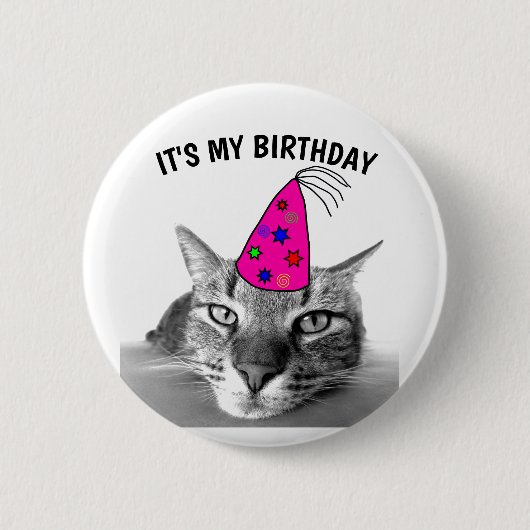 HET ZIJN MIJN VERJAARDAG KAT BUTTONNEN RONDE BUTTON 5,7 CM (Voorkant)