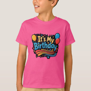 Het zijn mijn verjaardagsballonnen en swirls jonge t-shirt