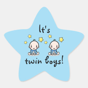 Het zijn tweeling jongens!, baby jongens, stervorm ster sticker