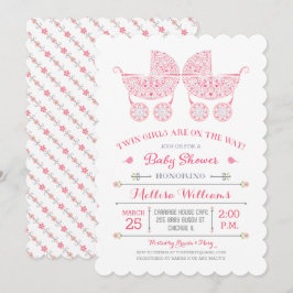 Het zijn tweeling meisjes! Tweeling baby shower ui Kaart