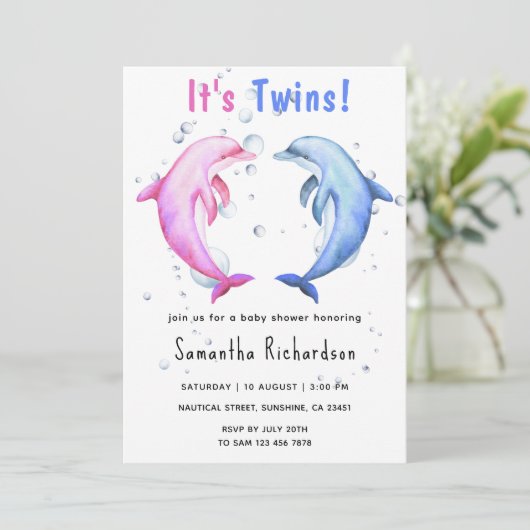 Het zijn tweelingdolfijnen onder het Zeeen Baby sh Kaart (Staand voorkant)